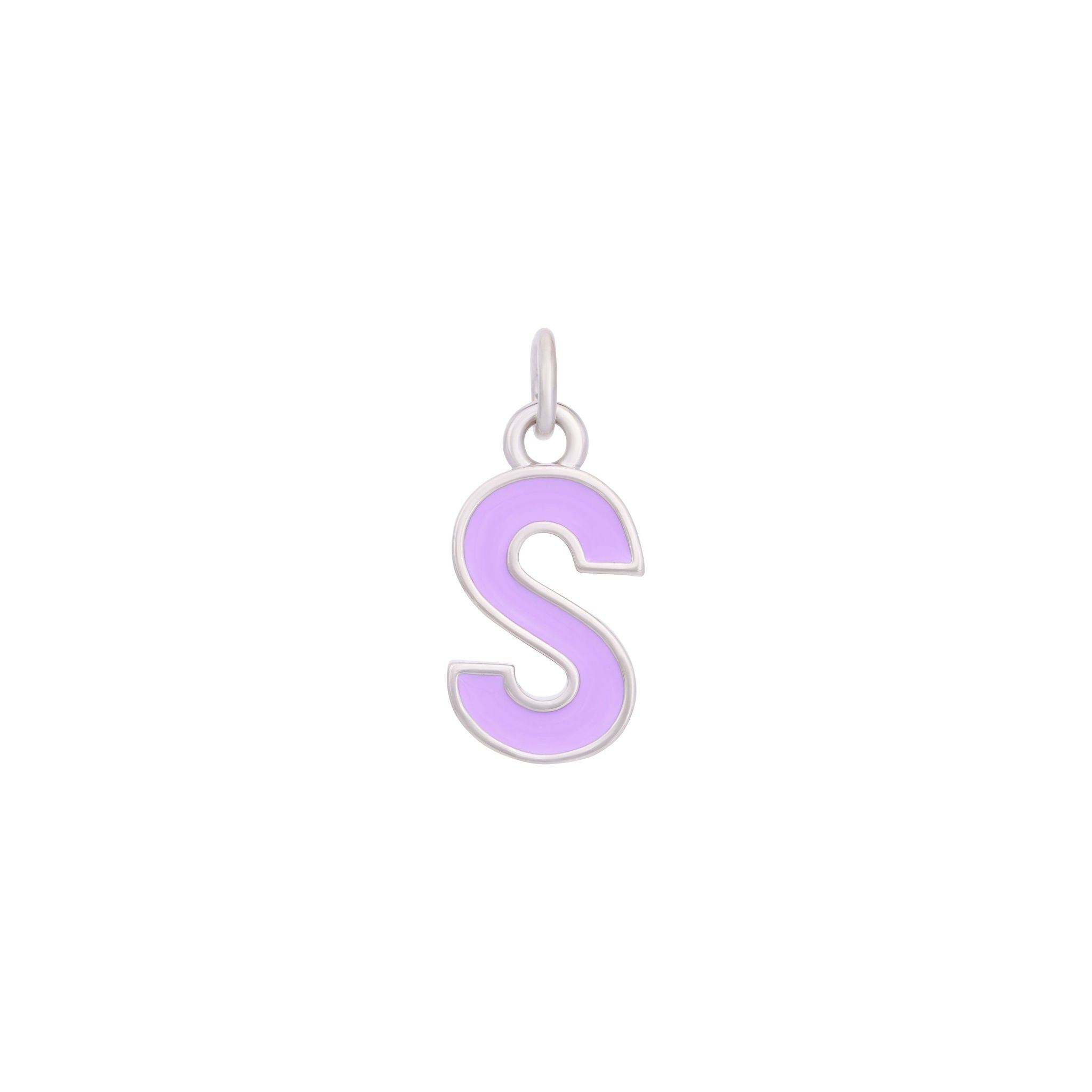 Purple Enamel Letter Charms A-Z - Silver