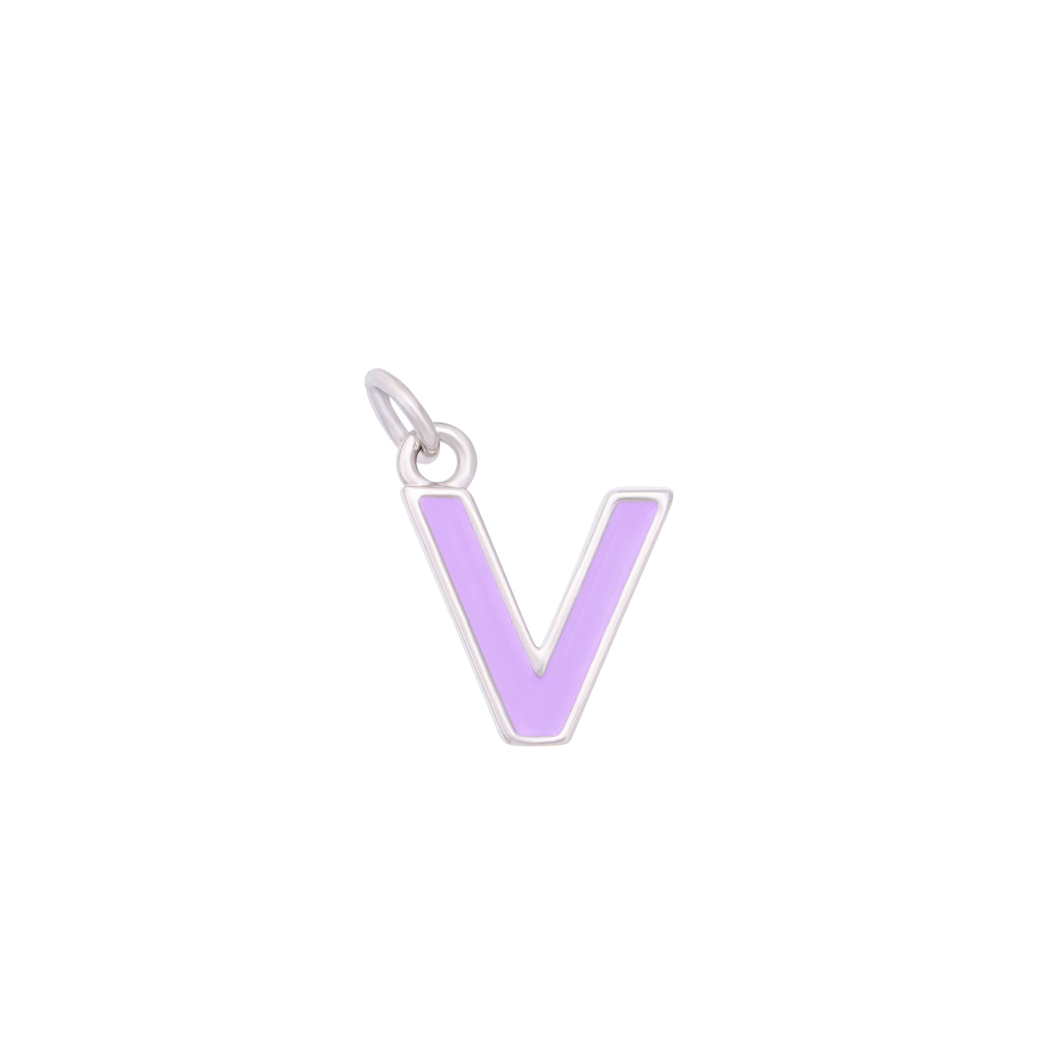 Purple Enamel Letter Charms A-Z - Silver