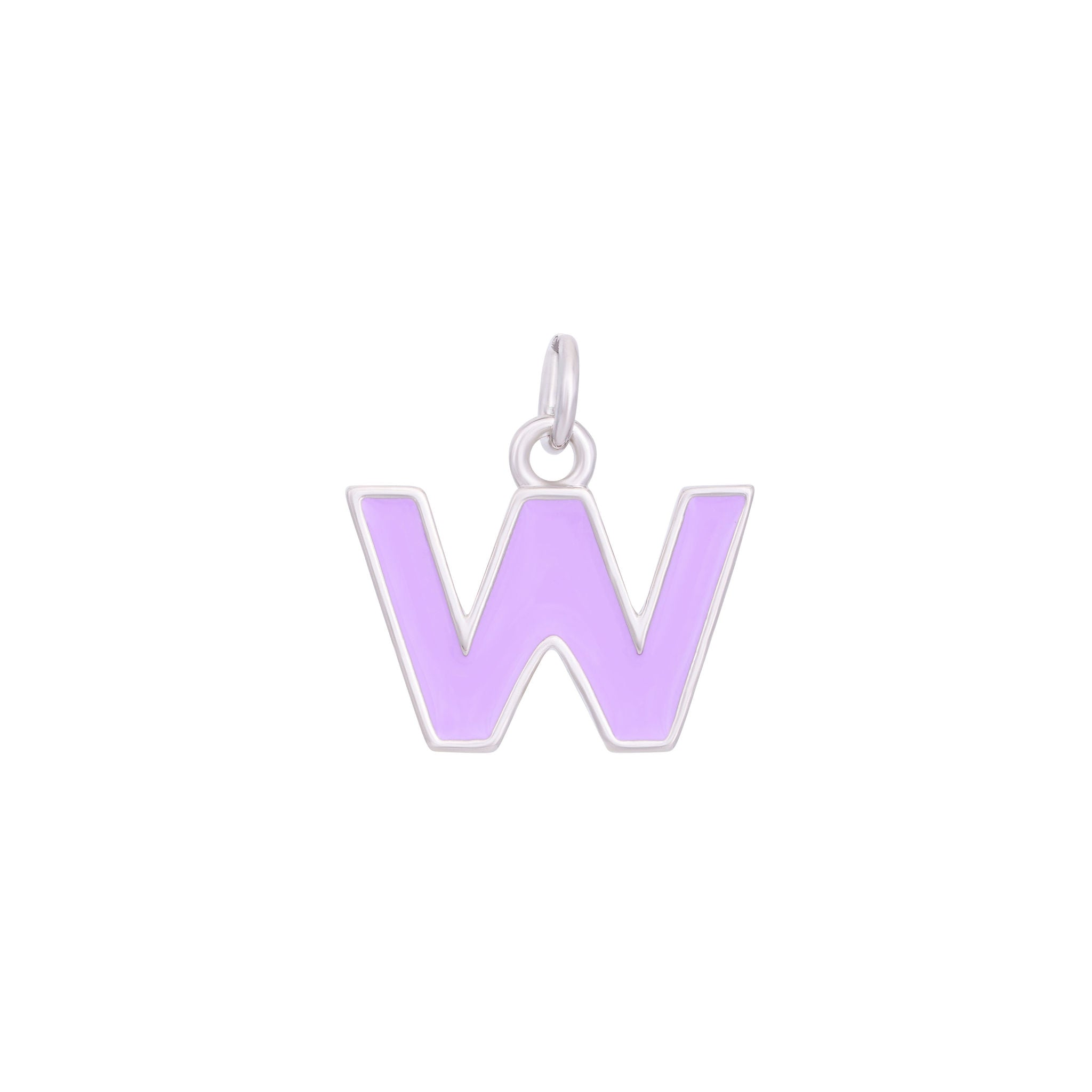 Purple Enamel Letter Charms A-Z - Silver