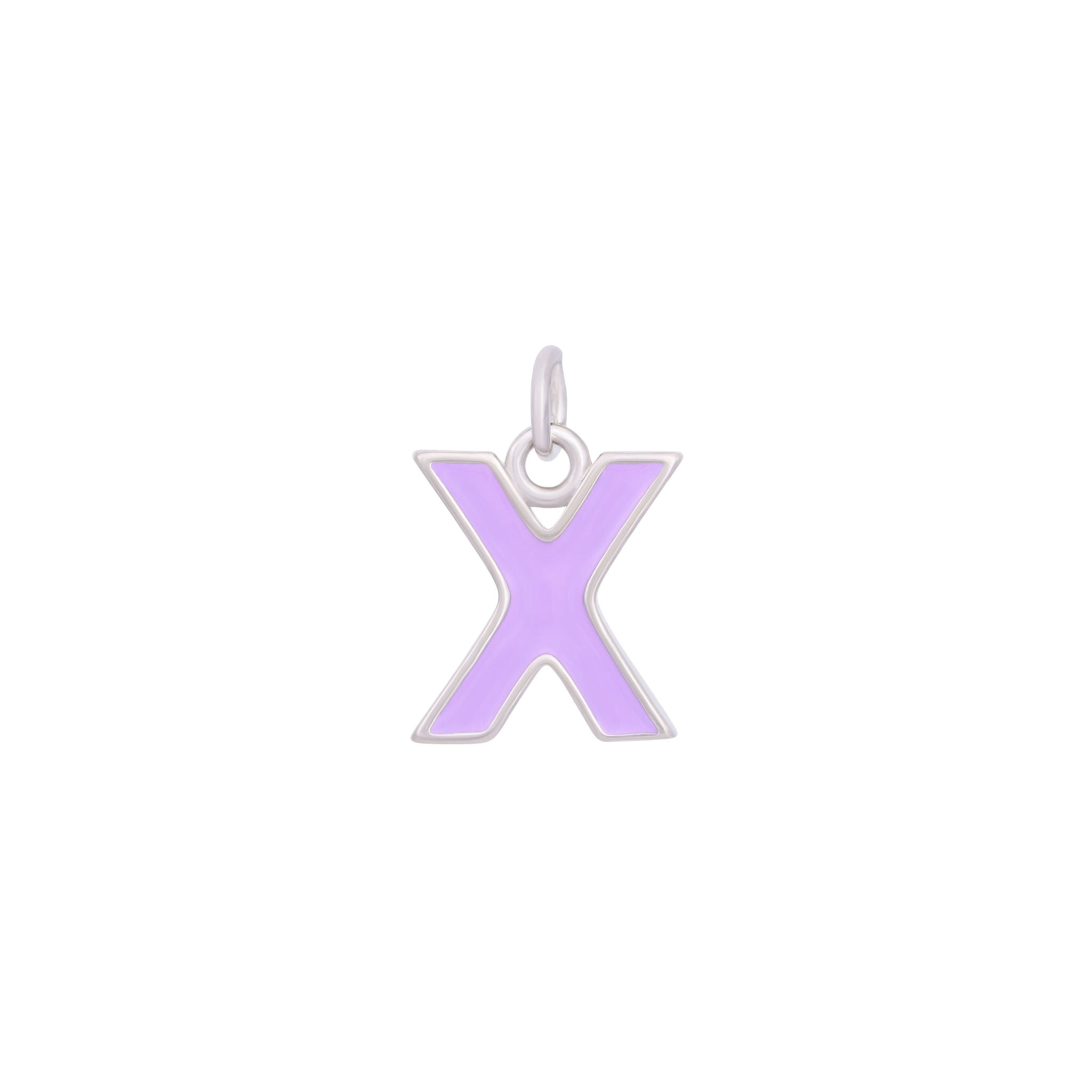 Purple Enamel Letter Charms A-Z - Silver