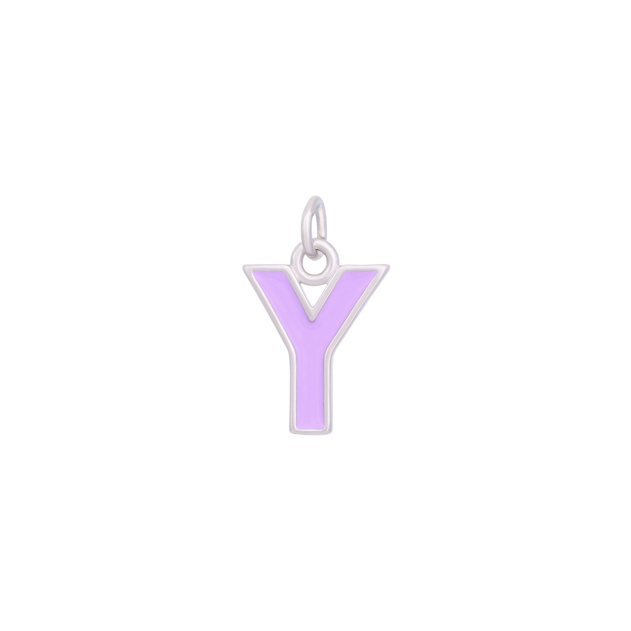 Purple Enamel Letter Charms A-Z - Silver