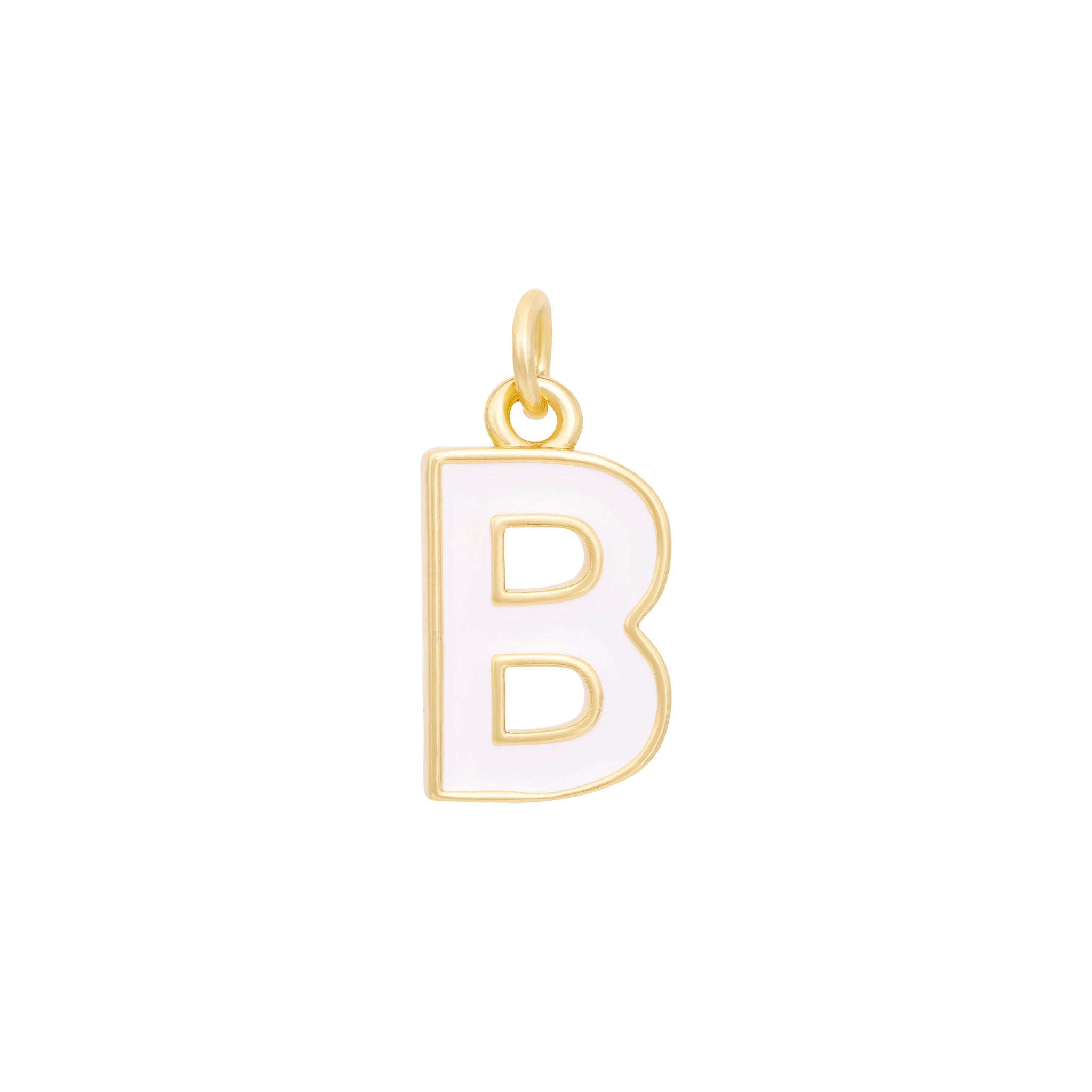 White Enamel Letter Charms A-Z - Gold