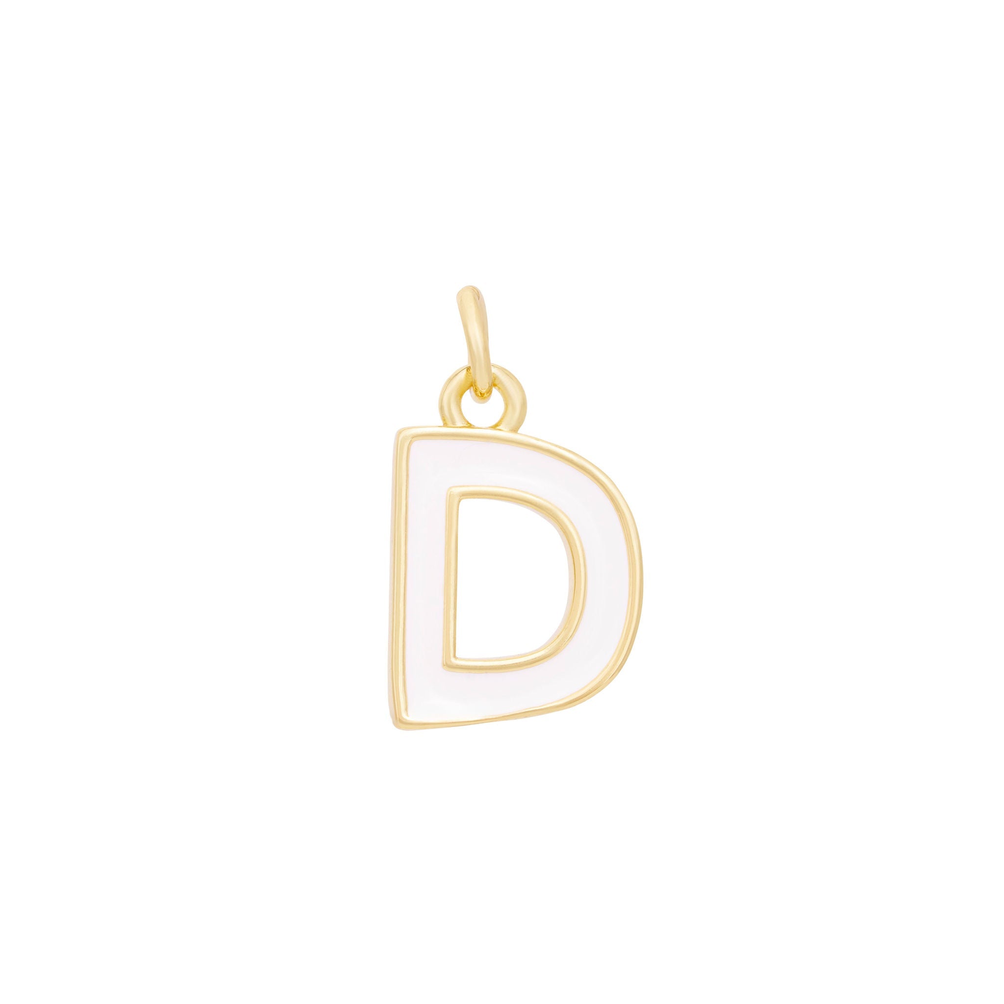 White Enamel Letter Charms A-Z - Gold