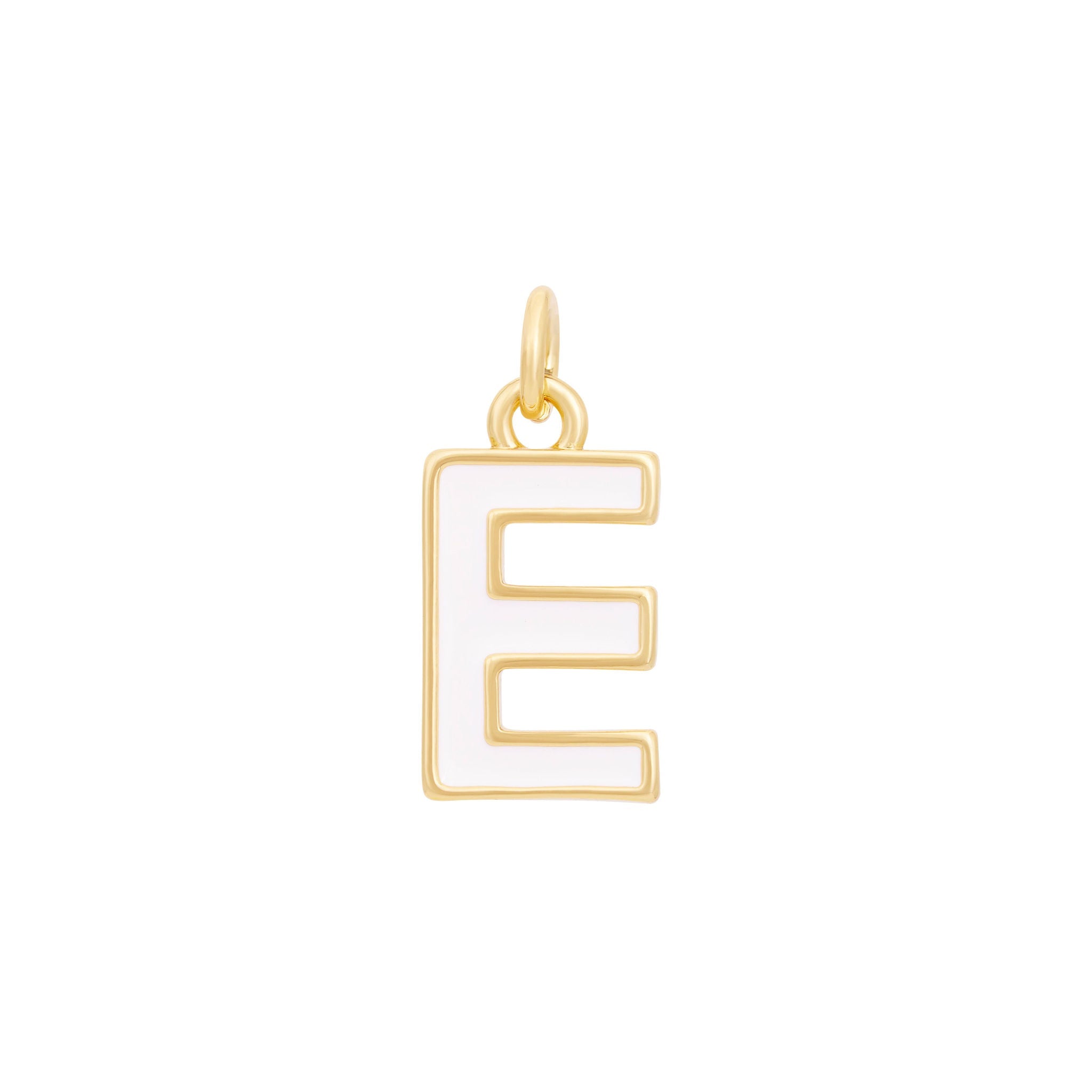 White Enamel Letter Charms A-Z - Gold