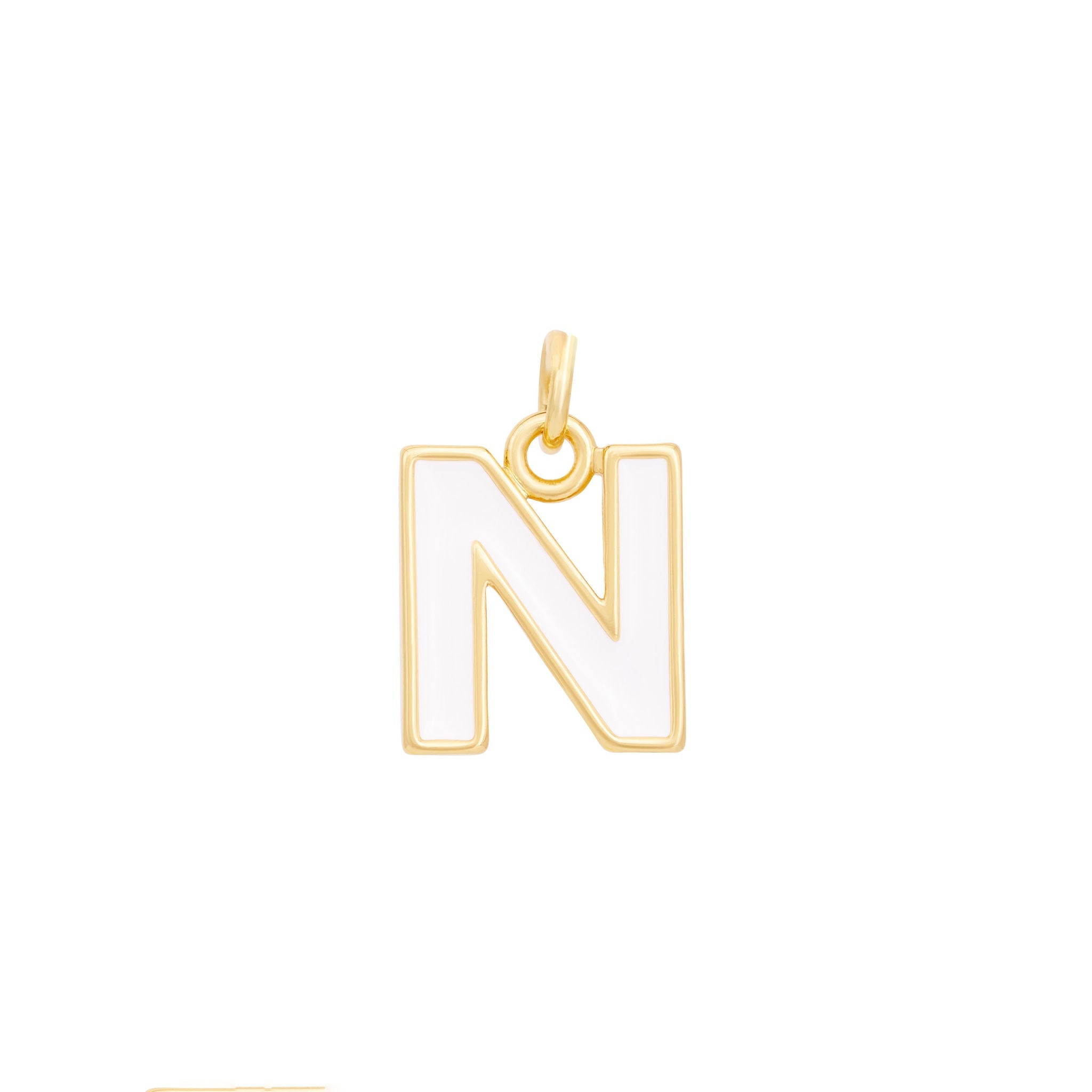 White Enamel Letter Charms A-Z - Gold