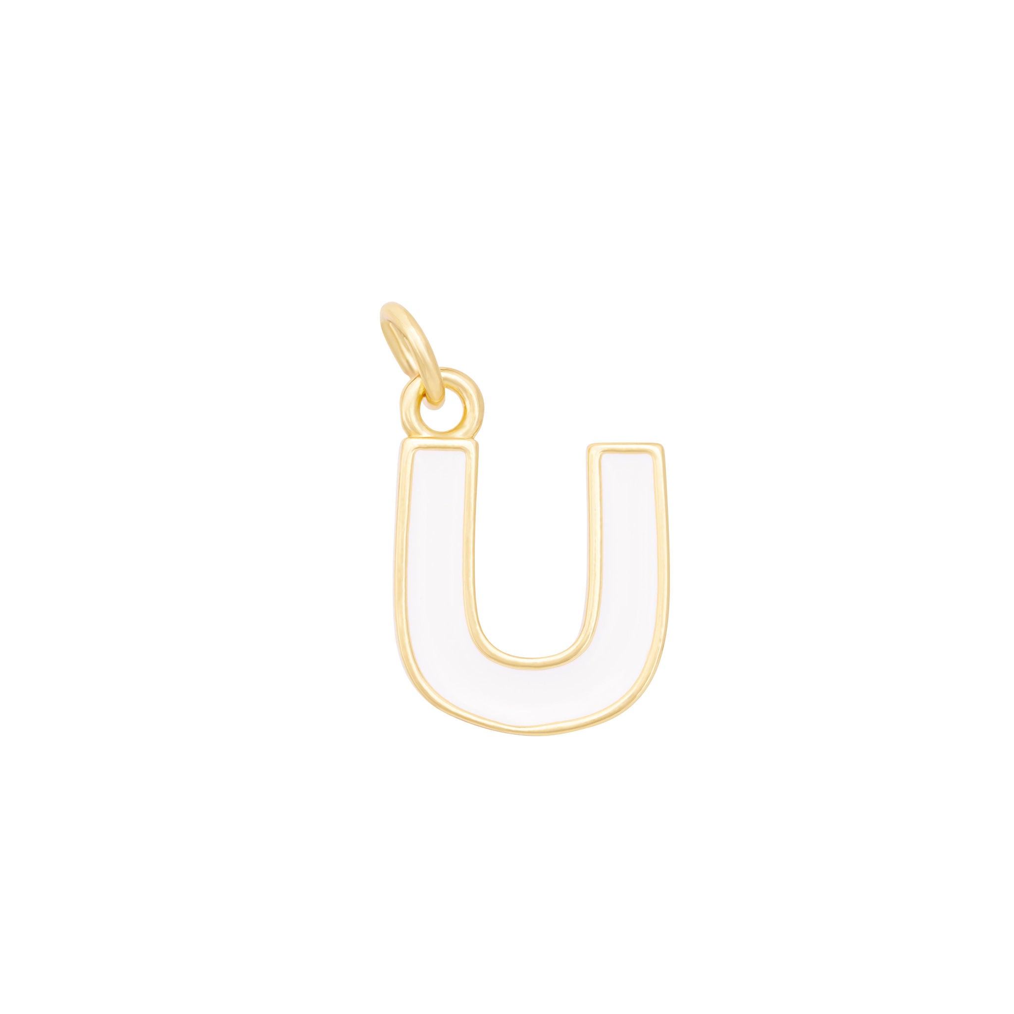 White Enamel Letter Charms A-Z - Gold