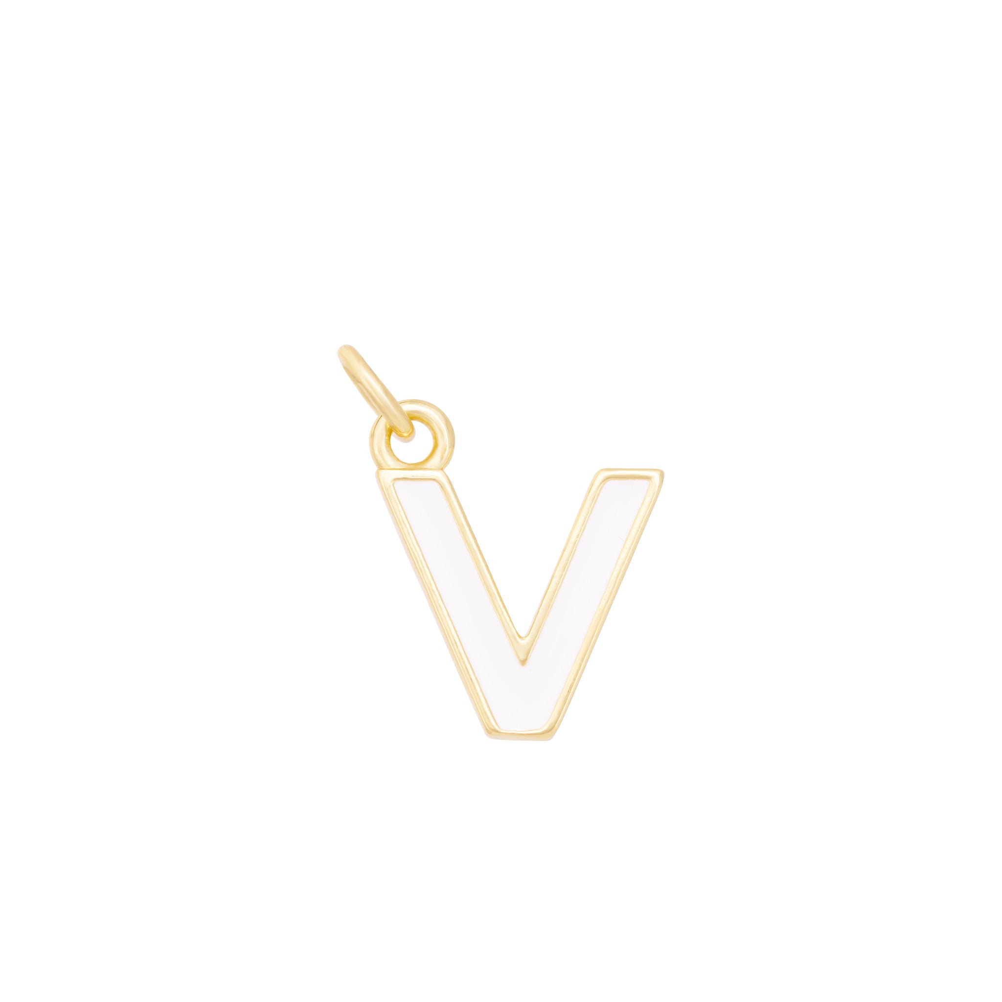 White Enamel Letter Charms A-Z - Gold