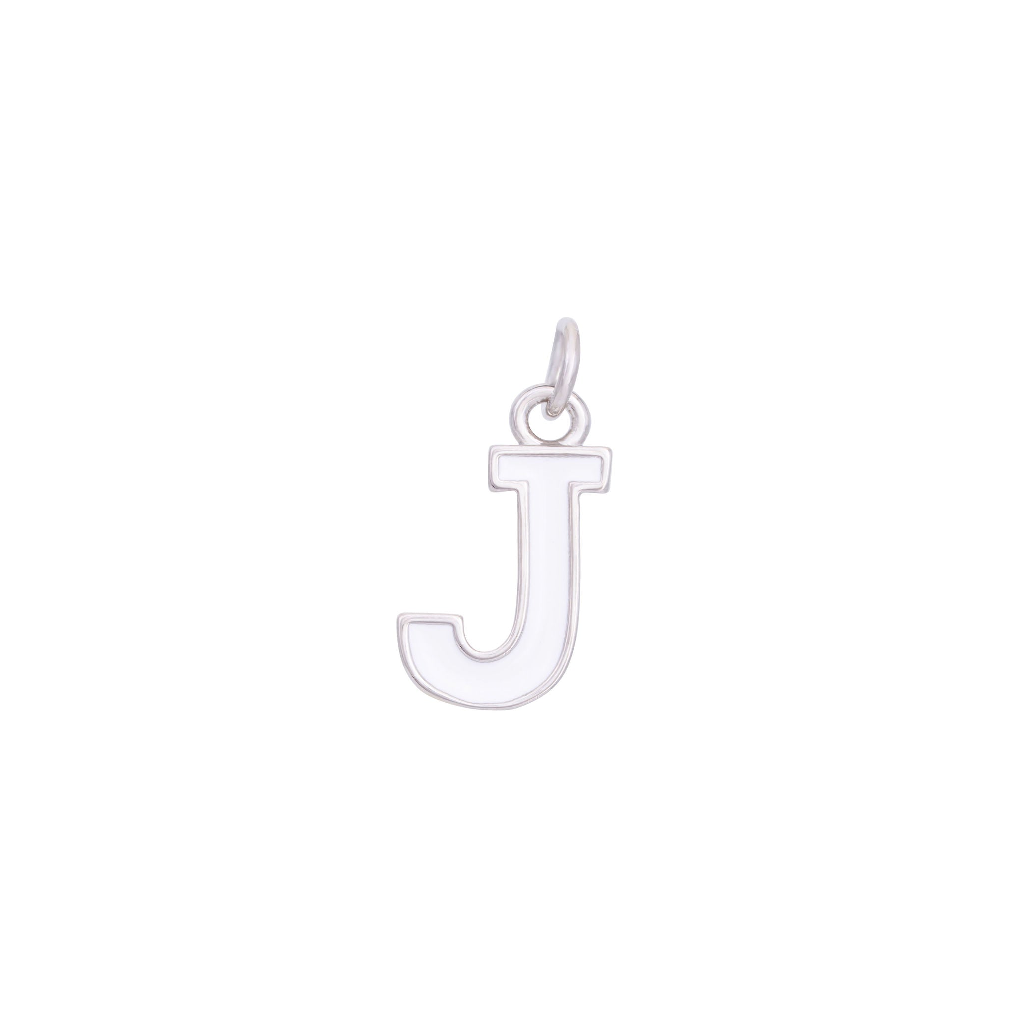 White Enamel Letter Charms A-Z - Silver