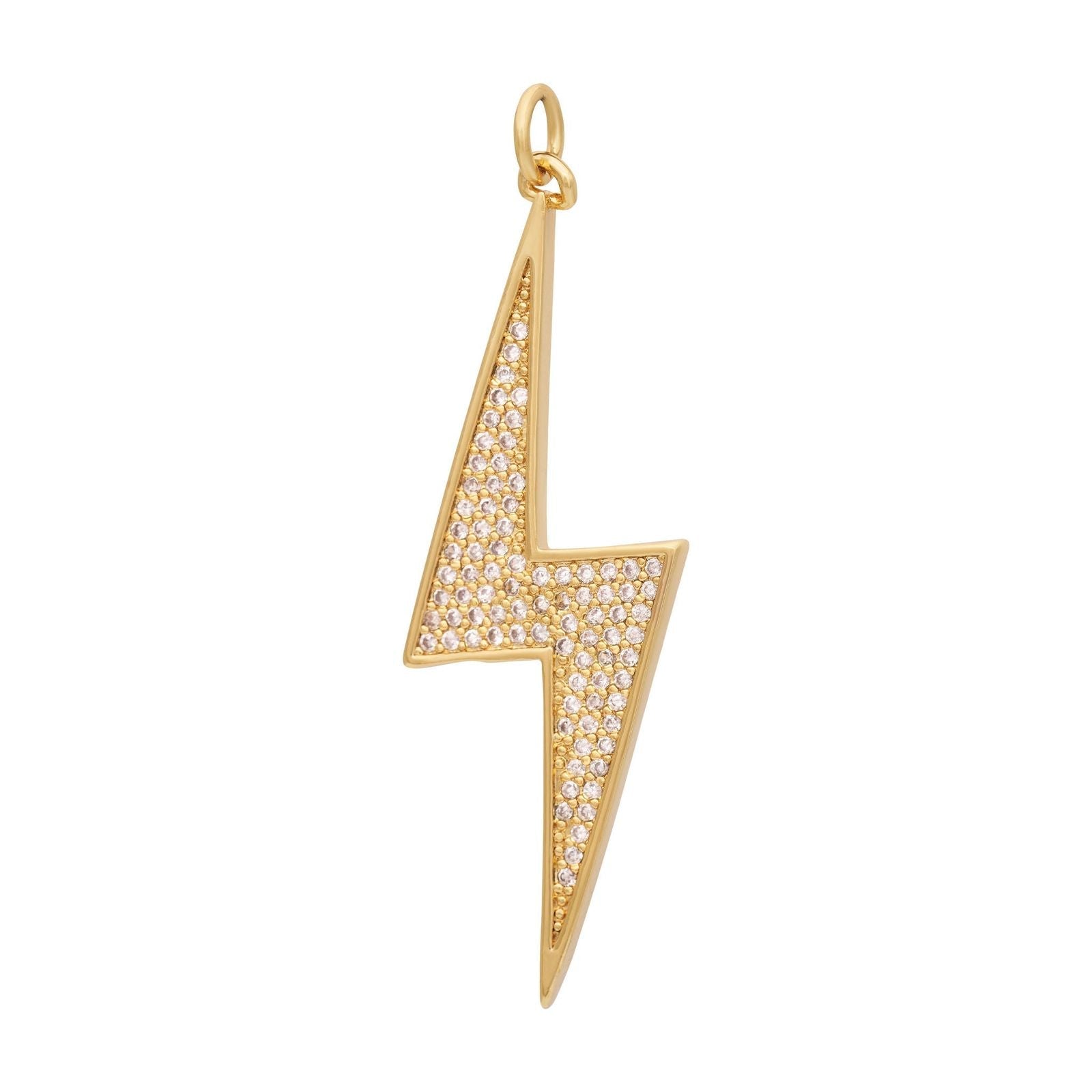 Zircon Lightning Bolt Charm - Gold