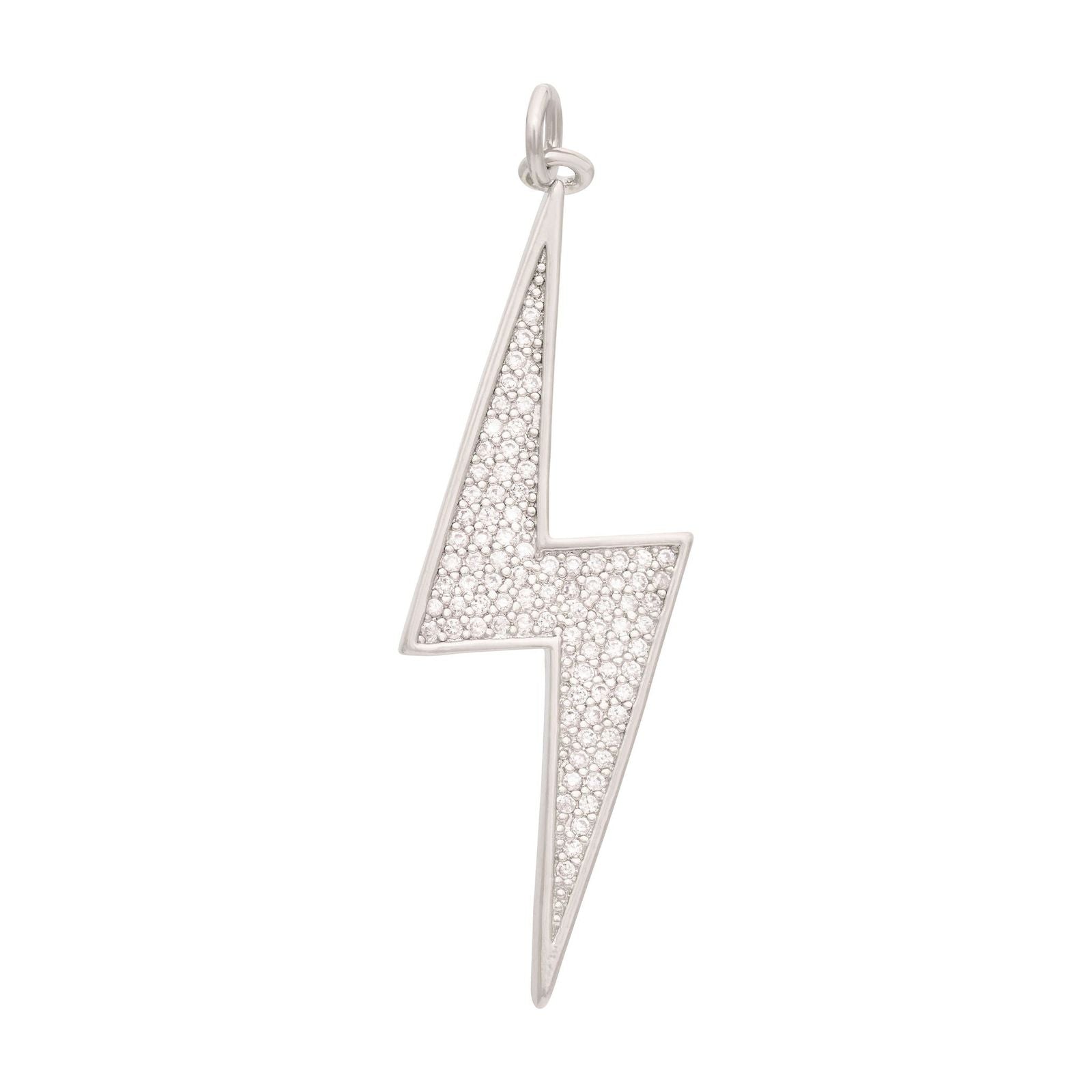 Zircon Lightning Bolt Charm - Silver